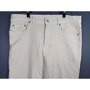 Faherty Brand Mens 5-Pocket Twill Pants Cream Beige Straight Leg Size 32x32